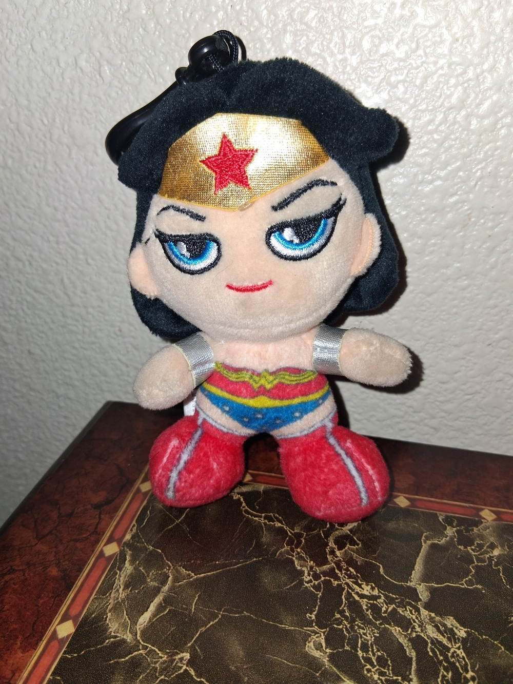 Wonder Hero Plush Keychain - Red, Blue & Gold Kids Toy 4in